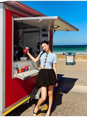 Koton Pamuklu Beli Lastikli Oversize Balon Mini Etek