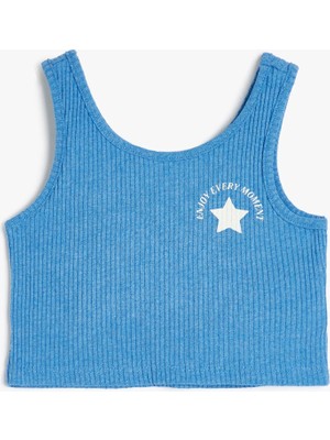 Koton Yıldız Baskılı Yuvarlak Yaka Askılı Ribanalı Krop Atlet