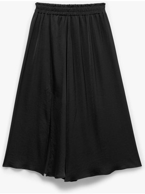 Koton A Kesim Yırtmaç Detaylı Midi Boy Saten Kloş Etek