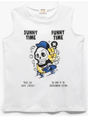 Koton Pamuklu Kuru Kafa Baskılı Bisiklet Yaka Atlet