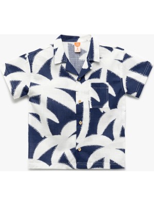 Koton Palmiye Desenli Kısa Kollu Pamuklu Gömlek