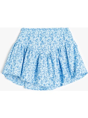 Koton Kız Çocuk Beli Lastikli Pileli Çiçek Desenli Mini Şort Etek Rahat Kesim Yazlık
