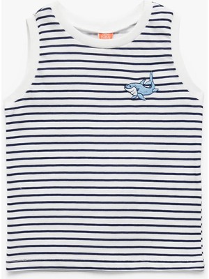 Koton Pamuklu Kolsuz Işlemeli Bisiklet Yaka Atlet