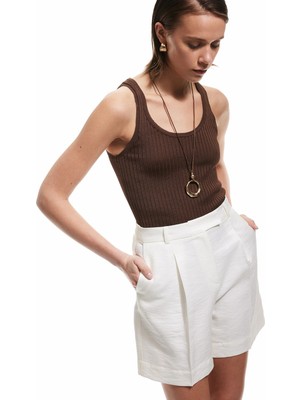 Koton Viskon Kumaş Cepli Yüksek Bel Mini Şort