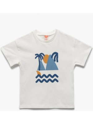 Koton Pamuklu Bisiklet Yaka Kısa Kollu Baskılı Tişört