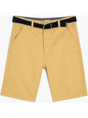Koton Pamuklu Kemer Detaylı Cepli Bermuda Şort