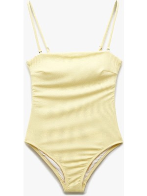 Koton Astarlı Çıkarılabilir Askılı Dokulu Straplez Mayo