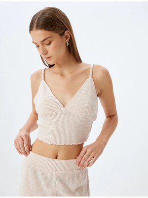 Koton Viskon Askılı Crop Pijama Üstü