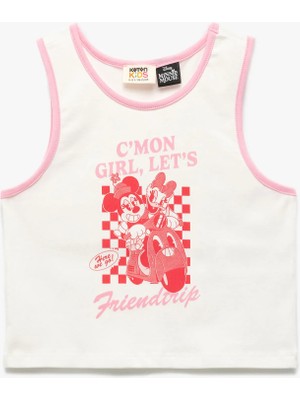Koton Minnie Mouse Lisanslı Baskılı Kolsuz Bisiklet Yaka Pamuklu Atlet