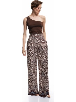 Koton x Melis Ağazat - Viskon Kumaş Etnik Desenli Geniş Paça Pantolon