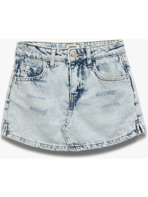 Koton Pamuklu Düğme Detaylı Cepli Denim Şort Etek