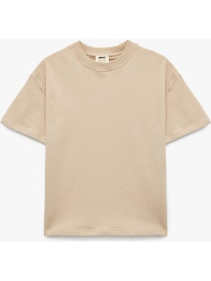 Koton Pamuklu Kısa Kollu Bisiklet Yaka Basic Oversize Tişört
