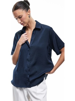 Koton Aerobin Kumaş  Klasik Yaka Kısa Kollu Gömlek