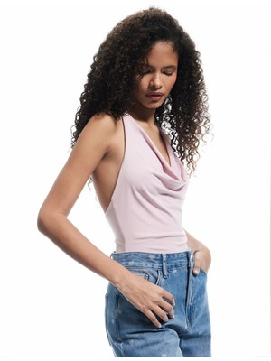 Koton Degaje Yaka Slim Fit Kolsuz Çıtçıtlı Body