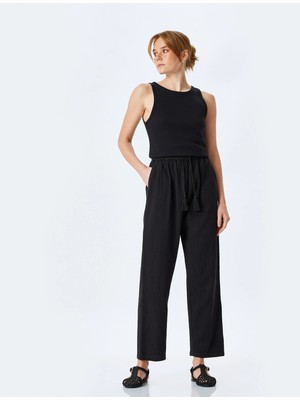 Koton Pamuklu Rahat Kalıp Beli Bağcıklı Cepli Müslin Pantolon