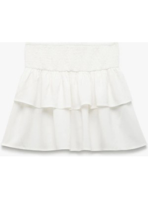 Koton Kat Detaylı Beli Lastikli Keten Karışımlı Viskon Etek