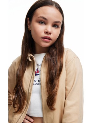 Koton Uzun Kollu Gömlek Yaka Pamuklu Fermuarlı Gabardin Mevsimlik Ceket