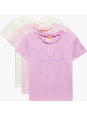 Koton Pamuklu 3'lü Kiraz ve Fiyonk Baskılı Tişört Seti