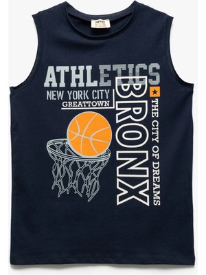 Koton Basketbol Baskı Detaylı Kolsuz Bisiklet Yaka Pamuklu Atlet