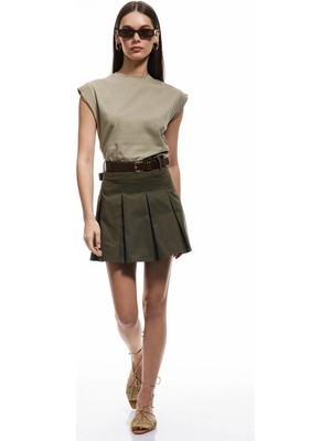 Koton Pamuklu Drape Detaylı Bisiklet Yaka Kolsuz Tişört