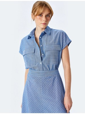 Koton Viskon Kumaş Karışımlı Kolsuz Cep Detaylı Gömlek