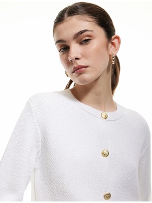 Koton Cepli Uzun Kollu Düğmeli Bisiklet Yaka Triko Hırka