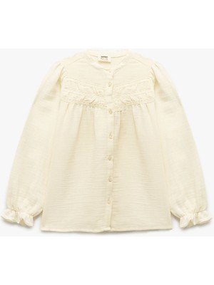 Koton Uzun Kollu Bisiklet Yaka Düğmeli Pamuklu Gömlek