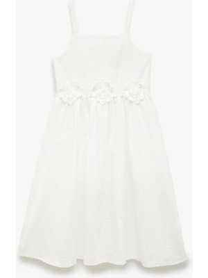 Koton Pamuklu Brode Detaylı Pileli Askılı Elbise