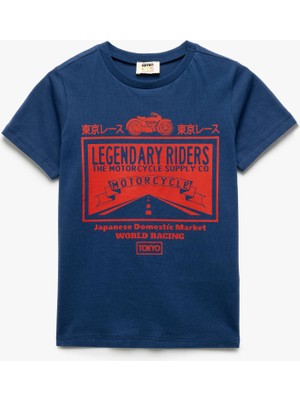 Koton Erkek Çocuk Pamuklu Kısa Kollu Bisiklet Yaka Tişört Desenli Regular Fit