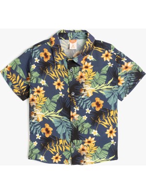 Koton Kısa Kollu Düğme Detaylı Viskon Gömlek