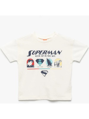 Koton Superman Lisanslı Bisiklet Yaka Kısa Kollu Pamuklu Baskılı Tişört
