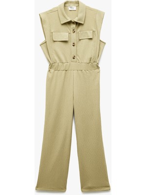 Koton Düğmeli Cep Detaylı Gömlek Yaka Uzun Tulum