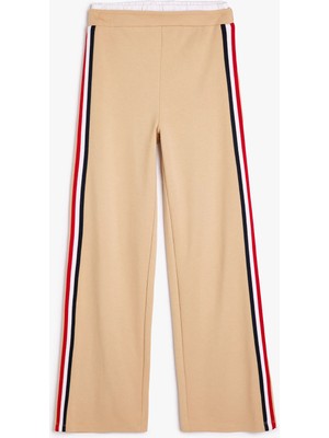 Koton Viskon Karışımlı Şerit Detaylı Beli Lastikli Geniş Paça Pantolon