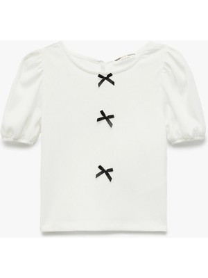 Koton Fiyonk Detaylı Kısa Kollu Bisiklet Yaka Bluz