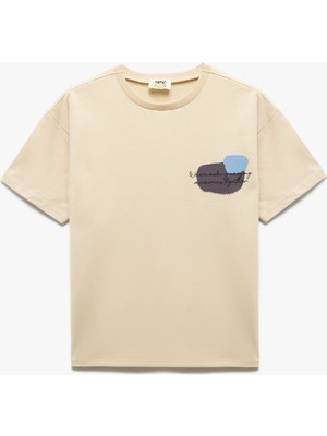 Koton Pamuklu Baskılı Kısa Kollu Bisiklet Yaka Tişört