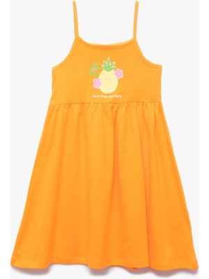 Koton Pamuklu Ananas Baskılı Askılı Elbise