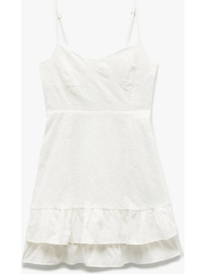 Koton Pamuklu Askılı Fırfırlı Volanlı Gipeli Mini Fisto Elbise