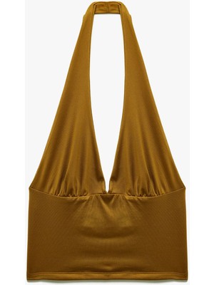 Koton Slim Fit Sırt Dekolteli Crop Halter Yaka Büstiyer