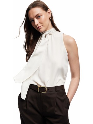 Koton Bağlamalı Dik Yaka Kolsuz Bluz