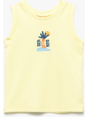 Koton Pamuklu Bisiklet Yaka Nakışlı Kolsuz Atlet