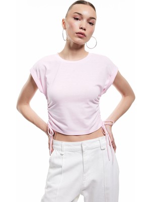 Koton Kolsuz Bisiklet Yaka Büzgülü Crop Atlet