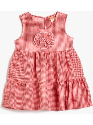 Koton Çiçek Aplikeli Kat Kat Detaylı A Kesim Askılı Elbise