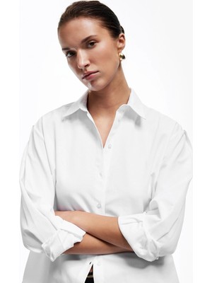 Koton Klasik Yaka Uzun Balon Kollu Kadın Gömlek