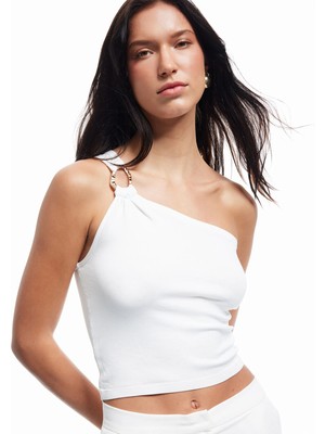 Koton Metal Aksesuarlı Tek Omuz Bluz