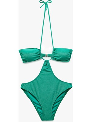 Koton Astarlı Hafif Destekli Boyundan Bağlamalı Mayokini