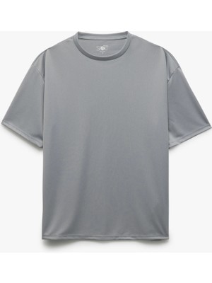 Koton Arkası Baskılı Bol Kalıp Kısa Kollu Bisiklet Yaka Spor Tişört