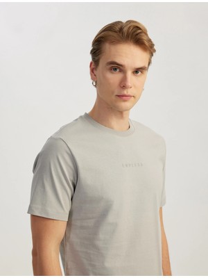 Koton Pamuklu Slogan Baskılı Bisiklet Yaka Kısa Kollu Tişört