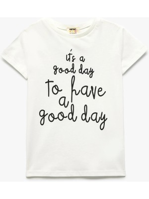 Koton Baskılı Bisiklet Yaka Pamuklu Kısa Kollu Tişört