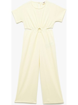 Koton Kısa Kollu Bisiklet Yaka Pencere Detaylı Uzun Tulum