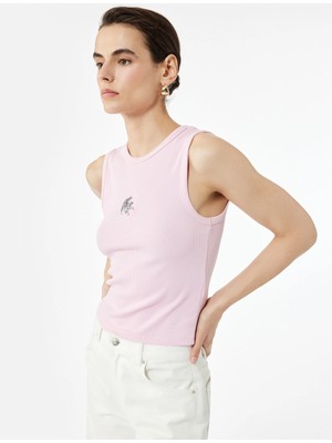 Koton Slim Fit Pamuklu Kedi Nakış Detaylı Bisiklet Yaka Atlet